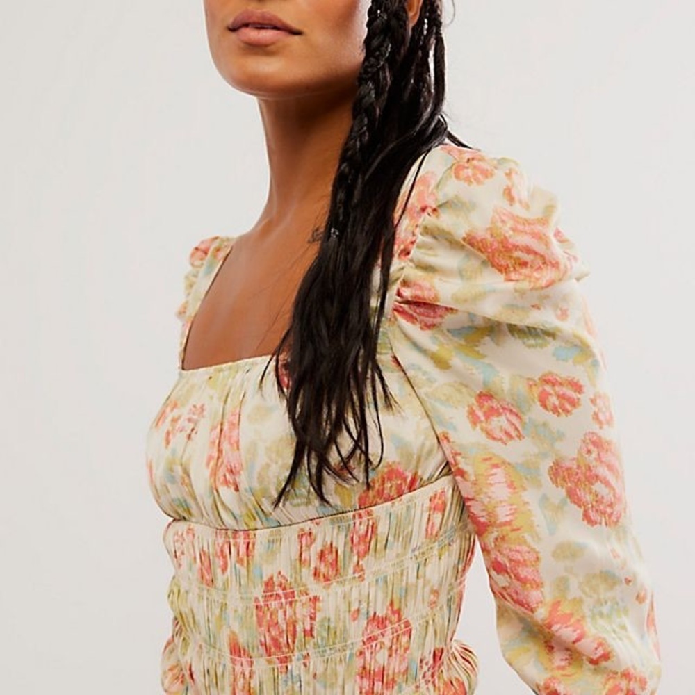 NWT Intimately Free People Floral Smocked Bodysuit